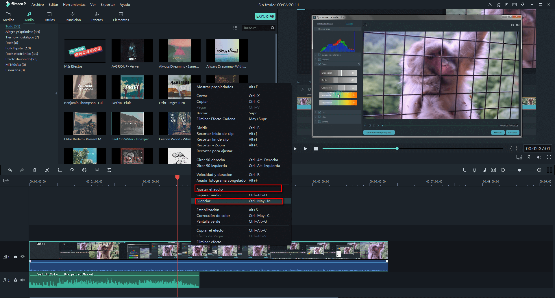 agregar musica o audio a video con Filmora 9