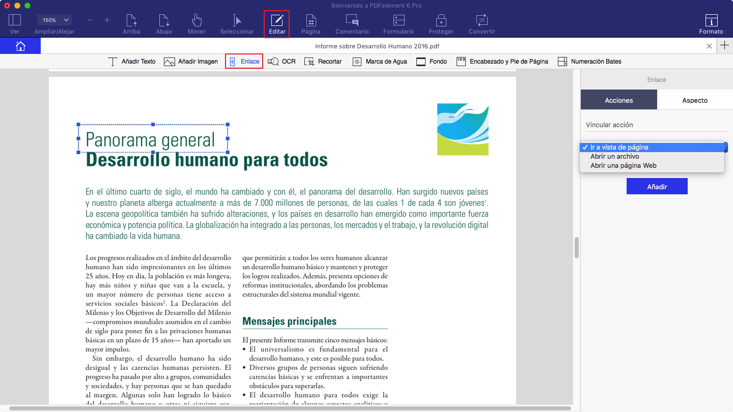 añadir hipervinculo en PDF