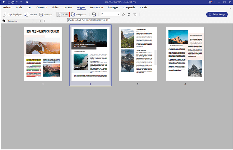 cómo dividir un pdf