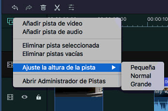   Administrador de pistas de Filmora 9 para Mac