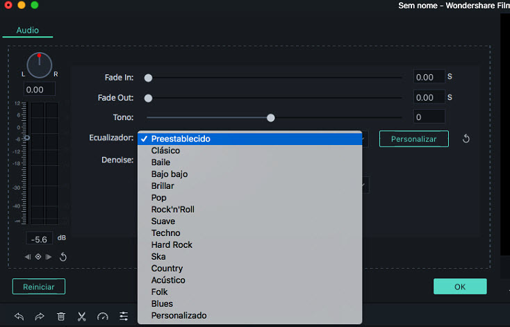   Ecualizador de Audio Filmora9 para Mac