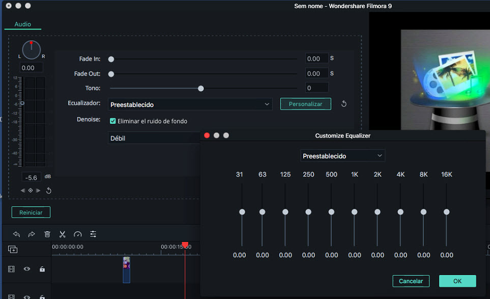   Ecualizador de audio Filmora9 para Mac