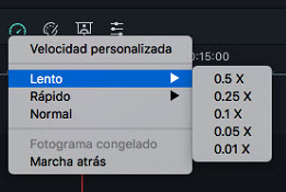 Filmora 9 para Mac cambia la velocidad del video 