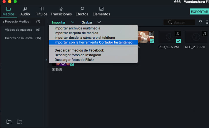 Filmora Mac Import with Instant cutter