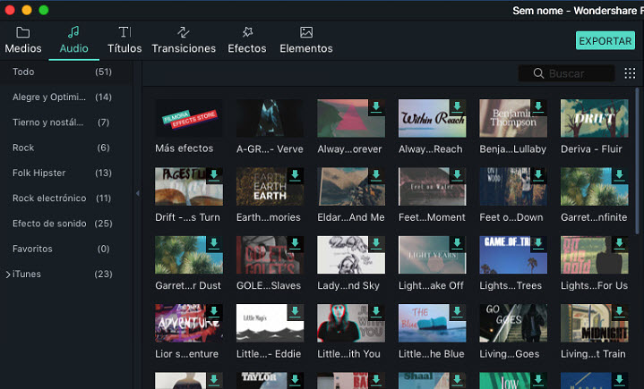  Biblioteca de Música de Filmora 9 para Mac