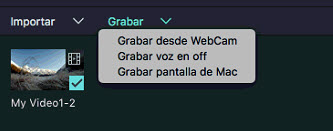   Filmora 9 para Mac grabar voz en off