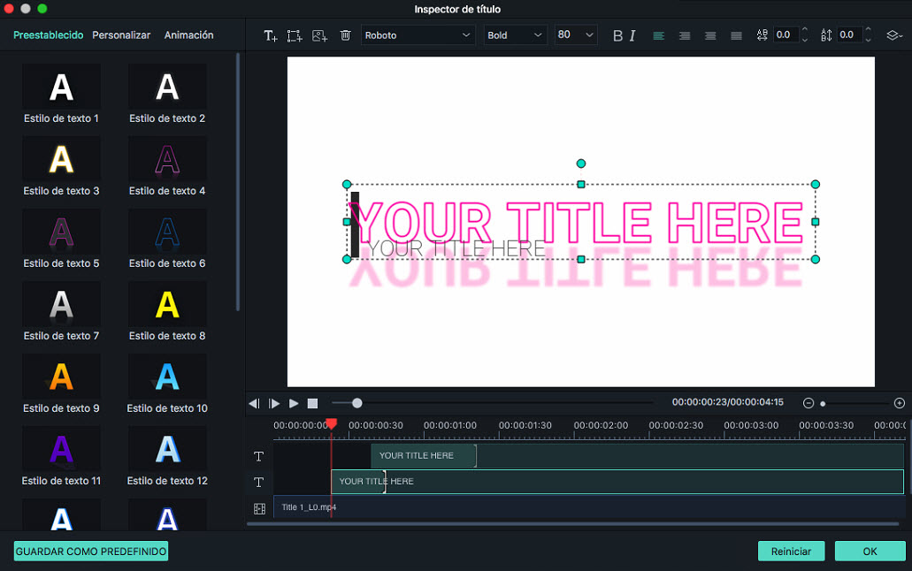 Filmora Mac title inspector