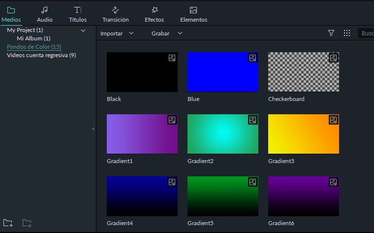  acceder a los colores de muestra en Filmora 9