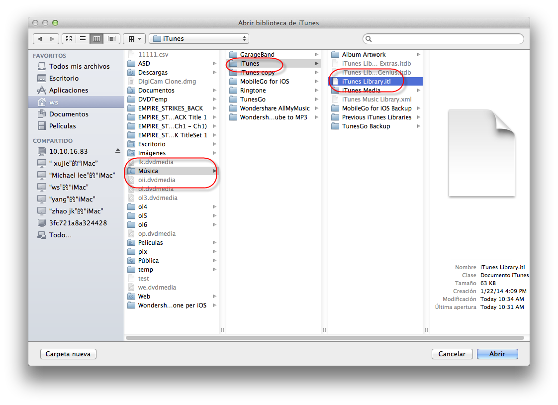 restaurar biblioteca de itunes