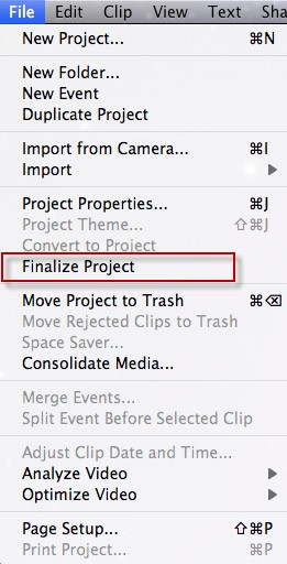 finalize imovie project